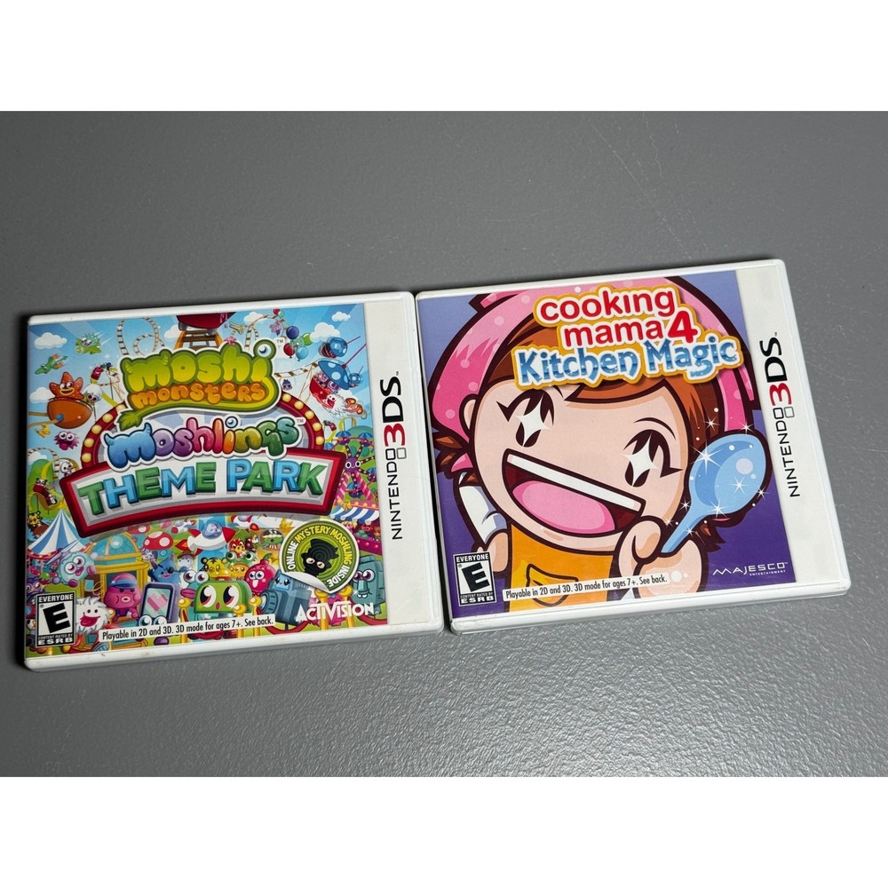 Nintendo 3DS Game 2 Bundle Cooking Mama 4 Kitchen Magic Moshi Monsters Moshlings